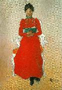 Carl Larsson portratt av dora lamm f. upmark oil painting on canvas